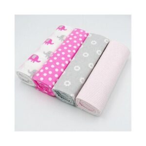 Pink Baby Receiving Blankets- Set Of 4 ( Print Indifferent )