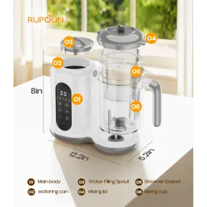 6 in 1 Baby food processor, baby food steamer and blender, has bottle warmer function
