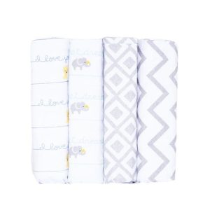Stylish Cotton Flannel Receiving Blankets(set of 4)