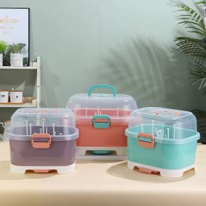 portable baby bottle drying rack with lid