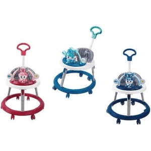 Height adjustable baby walker with music and  push handle
