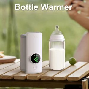 Rechargeable Baby Bottle Warmer Portable, 6 Temperature Setting Warmer with LED Display, Temperature Adjustable, Portable Bottle Warmer for Travel