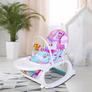 3 in 1 portable baby rocker with music and vibrations  (0-3 years) - Pink