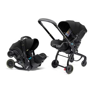 Doona max 2 in 1 Baby Car Seat & Travel Stroller Nitro Black - Convertible 0+ Car Seat and Pram with 3 Recline Positions - Ergonomic Pushchair and Travel System